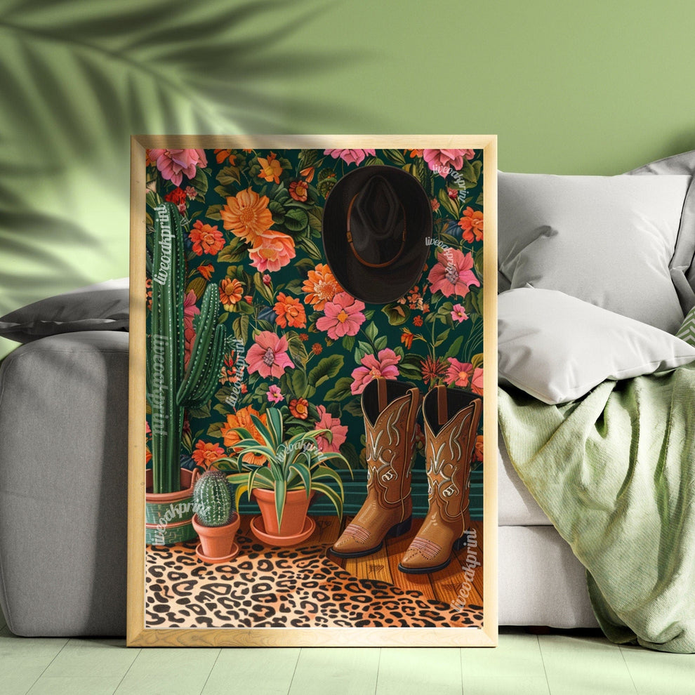 Maximalist Cowgirl Boots Print