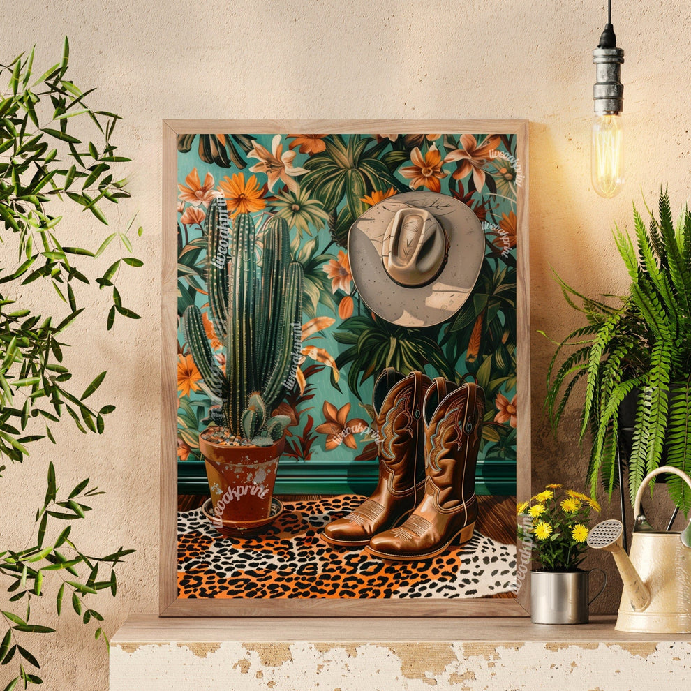 Vintage Cowboy Boots Print