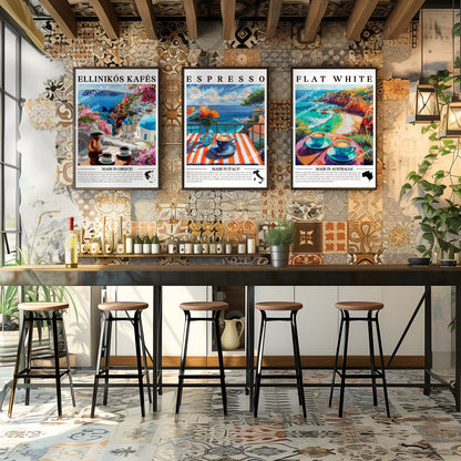 Greece - Ellinikós Kafés | Coffee Around The World Series | Greek Coffee Print - Greece Print - European Kitchen Art - Greece Wall Art