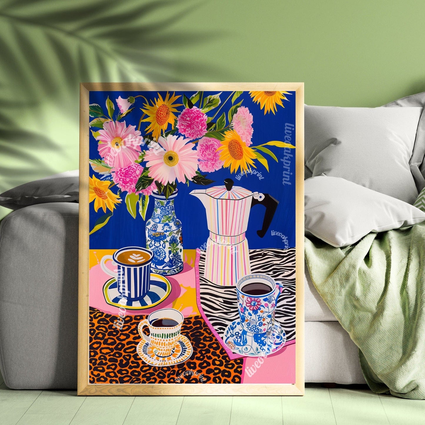Maximalist Colorful Coffee Print
