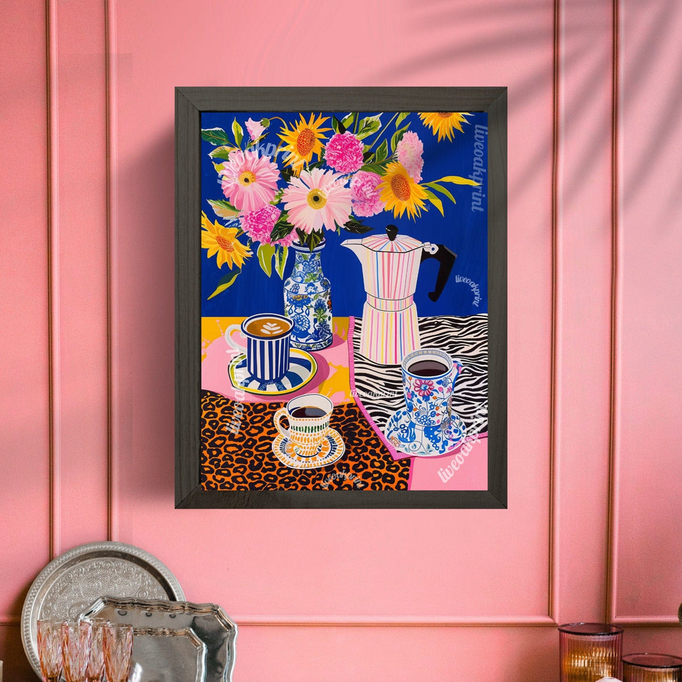 Maximalist Colorful Coffee Print