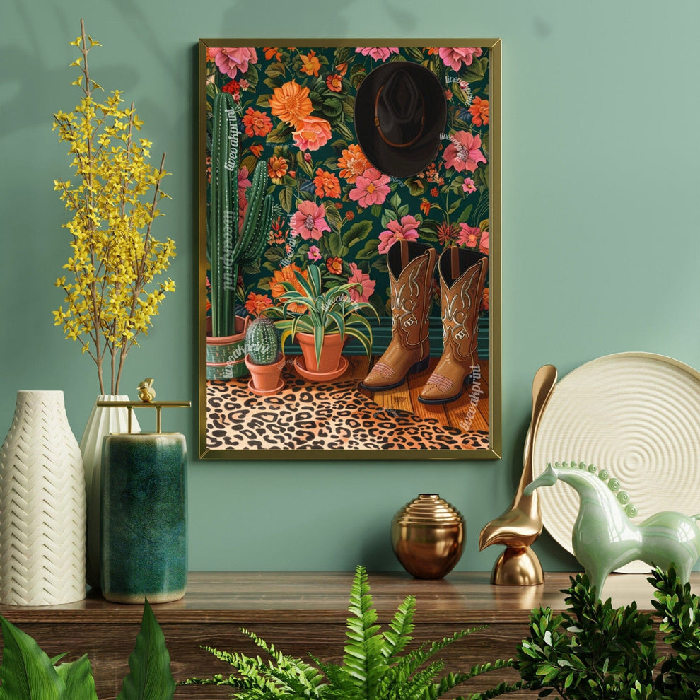 Maximalist Cowgirl Boots Print