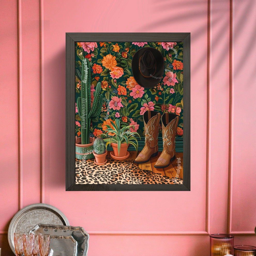 Maximalist Cowgirl Boots Print