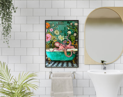 Octopus In A Bathtub In A Luxury Bathroom