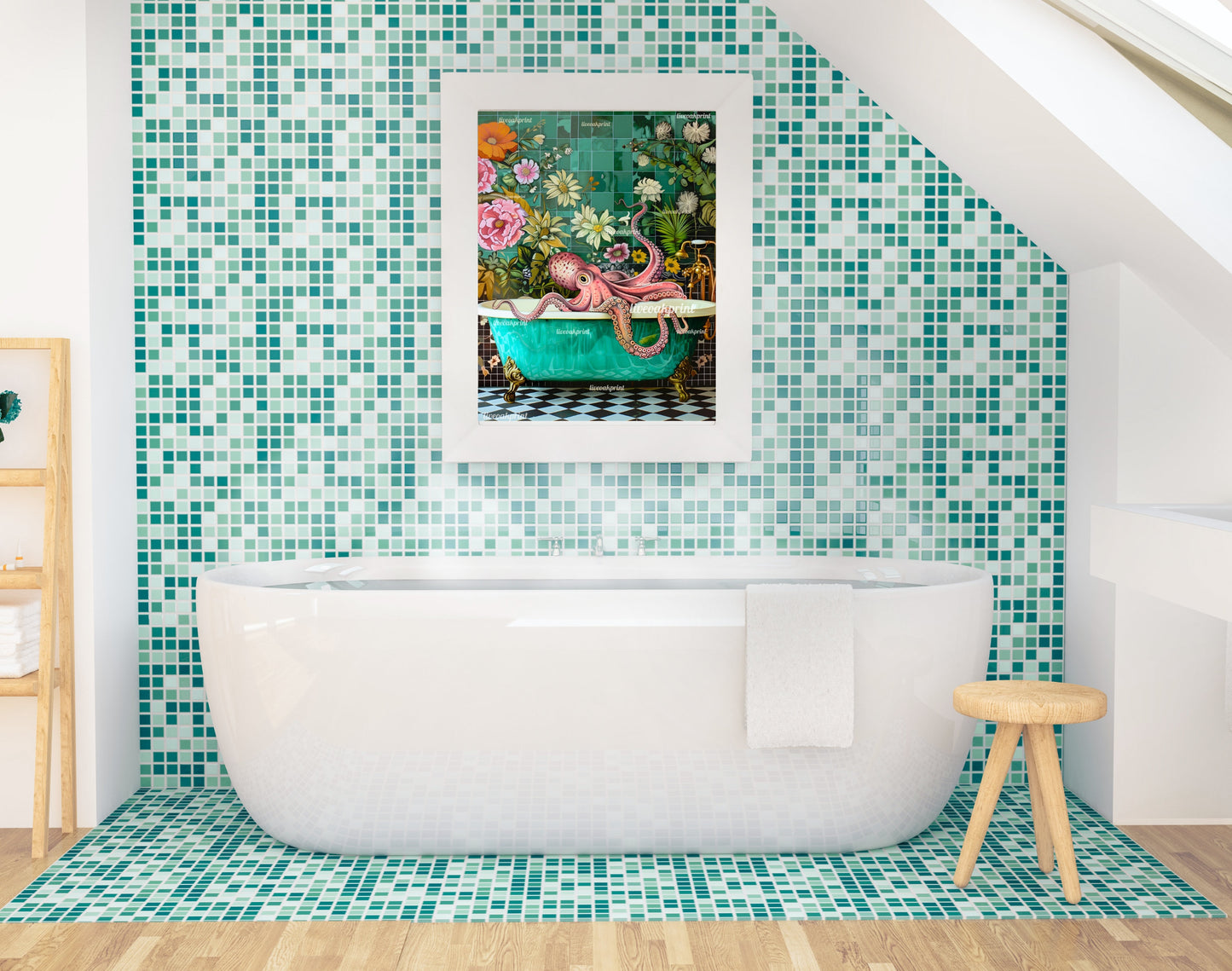 Octopus In A Bathtub In A Luxury Bathroom