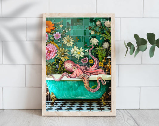 Octopus In A Bathtub In A Luxury Bathroom
