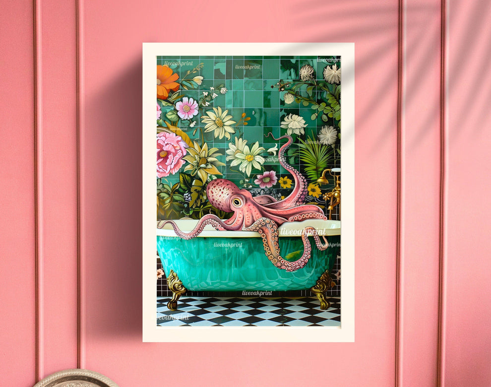 Octopus In A Bathtub In A Luxury Bathroom