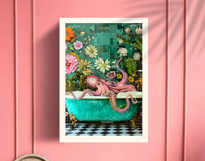 Octopus In A Bathtub In A Luxury Bathroom