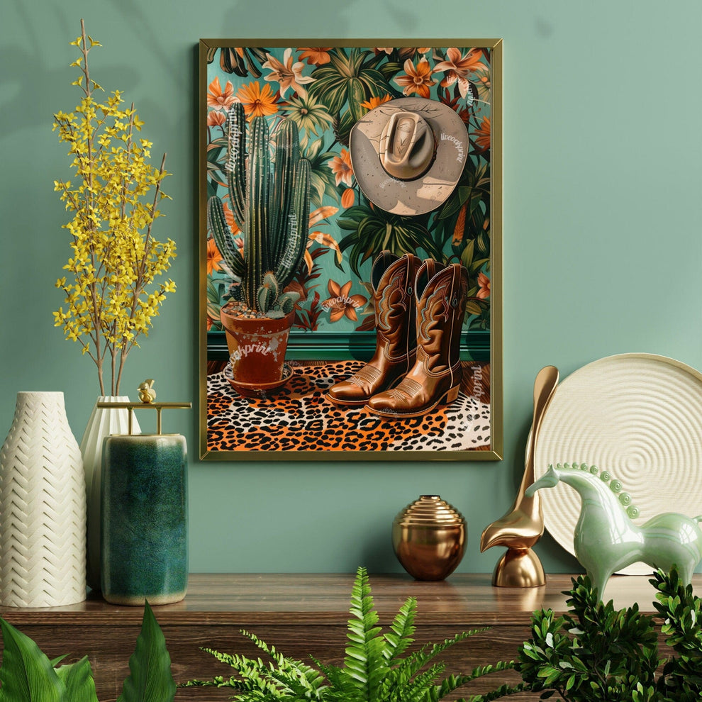 Vintage Cowboy Boots Print