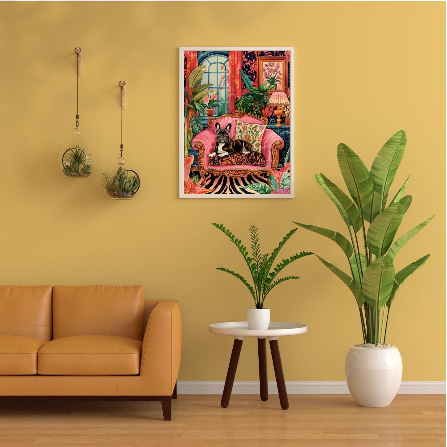 French Bulldog Lounging on a Luxury Sofa