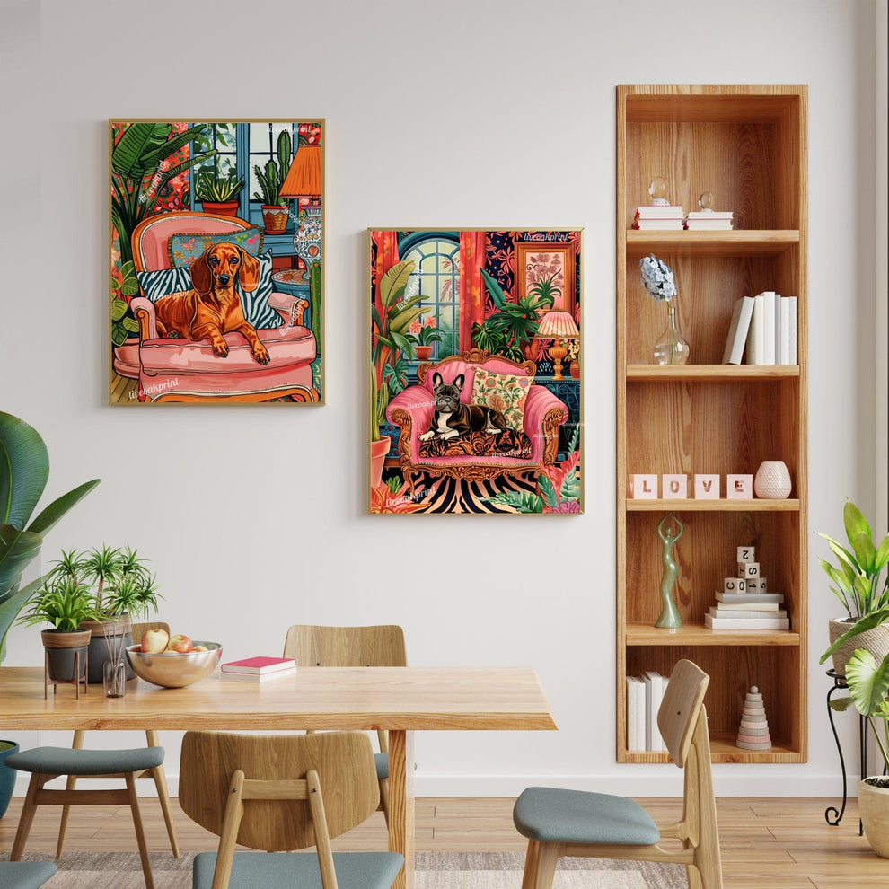 Wiener Dog Lounging on a Luxury Sofa