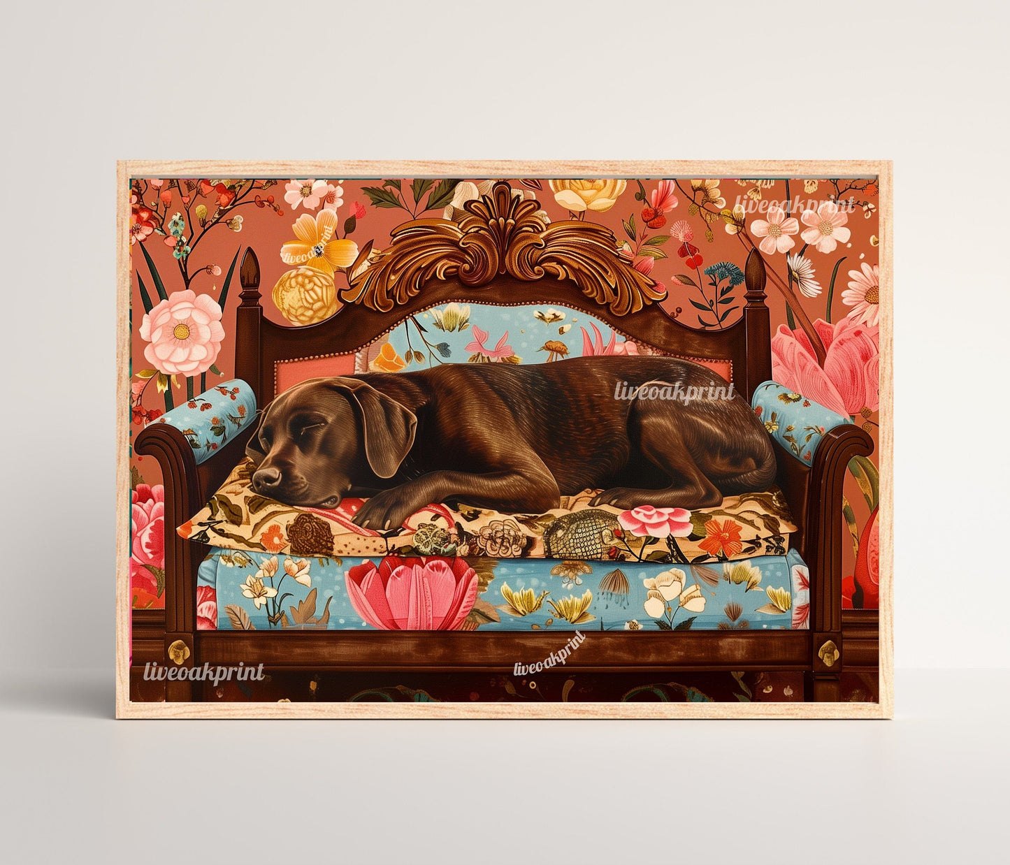 Sleeping Chocolate Lab