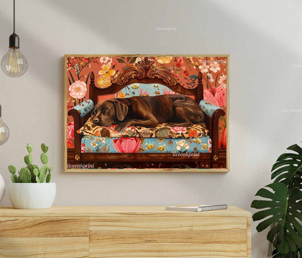 Sleeping Chocolate Lab