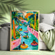 Lazy River – Island Luxe Tropical Wall Art – Maximalist Summer Decor – Vibrant Beach Print – Retro Vacation Aesthetic