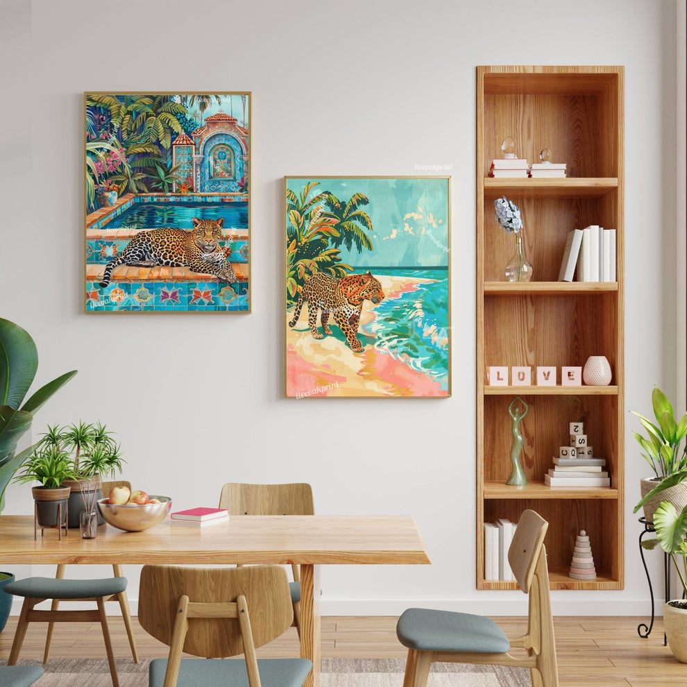 Leopard Lounging at a Fancy Pool