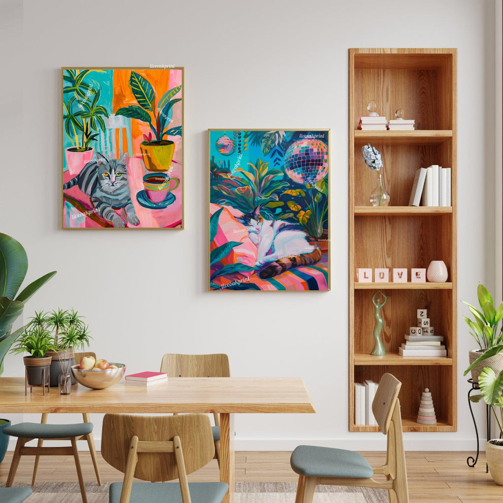 Cat and Coffee Print