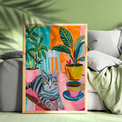 Cat and Coffee Print