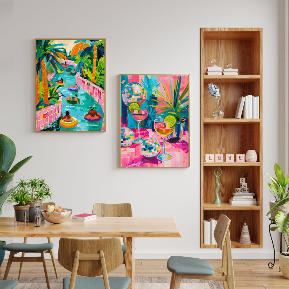 Lazy River – Island Luxe Tropical Wall Art – Maximalist Summer Decor – Vibrant Beach Print – Retro Vacation Aesthetic