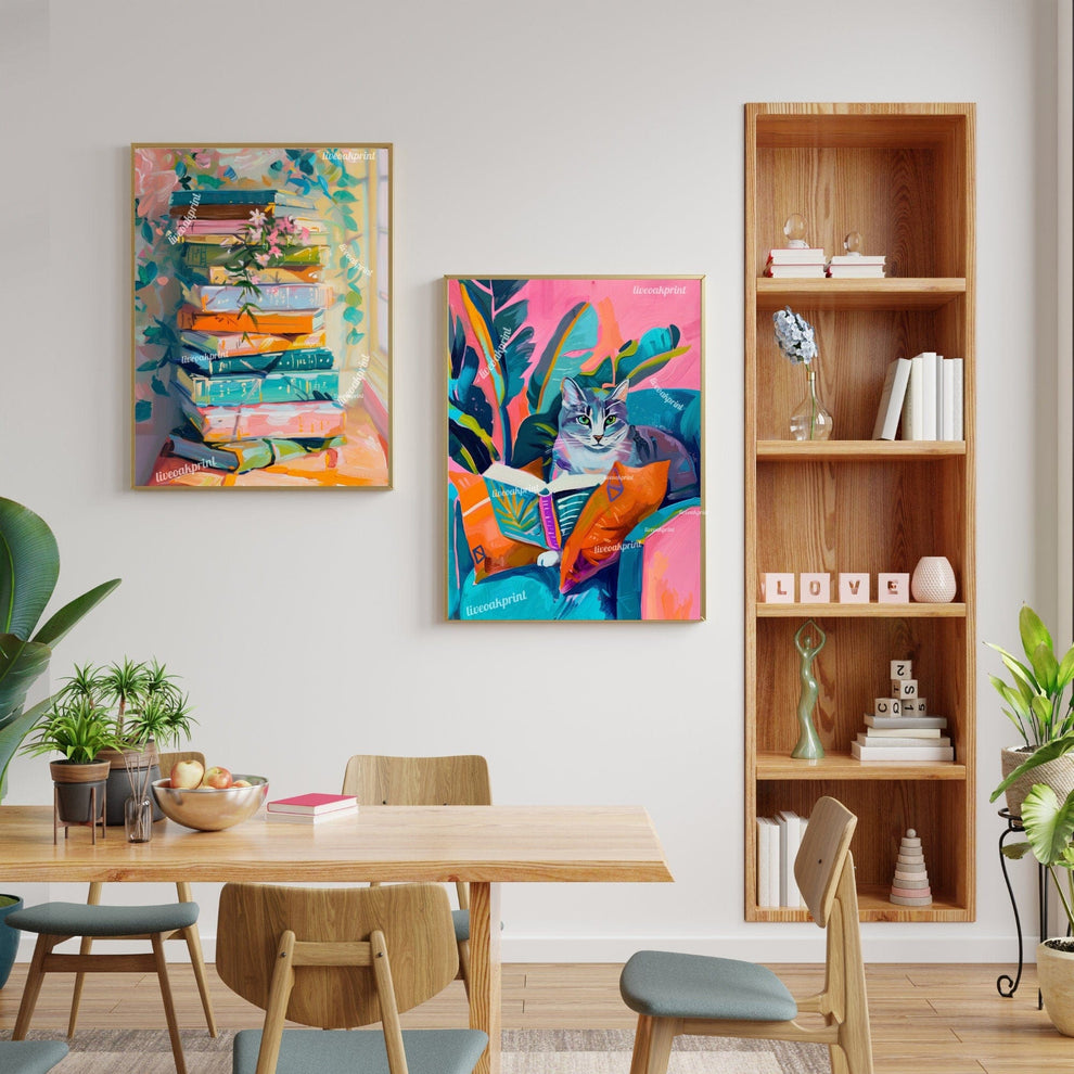 Pastel Stack of Books Print