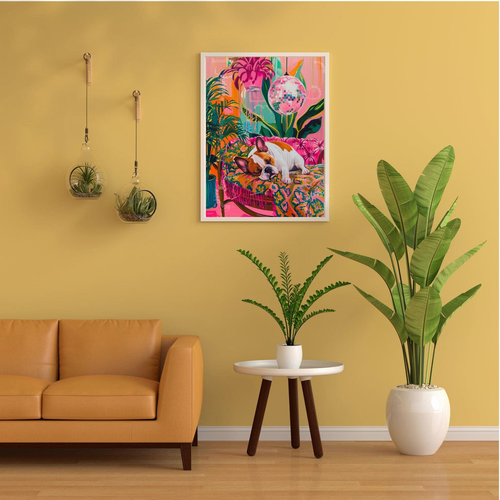 French Bulldog Sleeping Under A Disco Ball