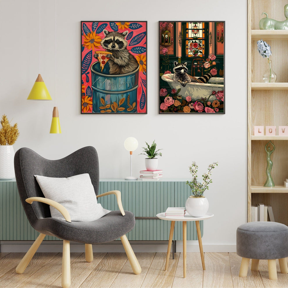 Raccoon Kitchen Print - Reminder to eat sign! "Fed Is Best" - It's not just for babies, it's for everyone!