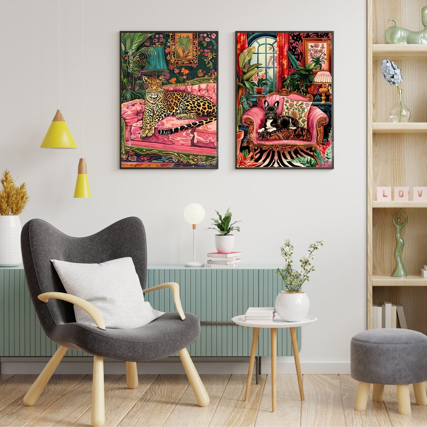 French Bulldog Lounging on a Luxury Sofa