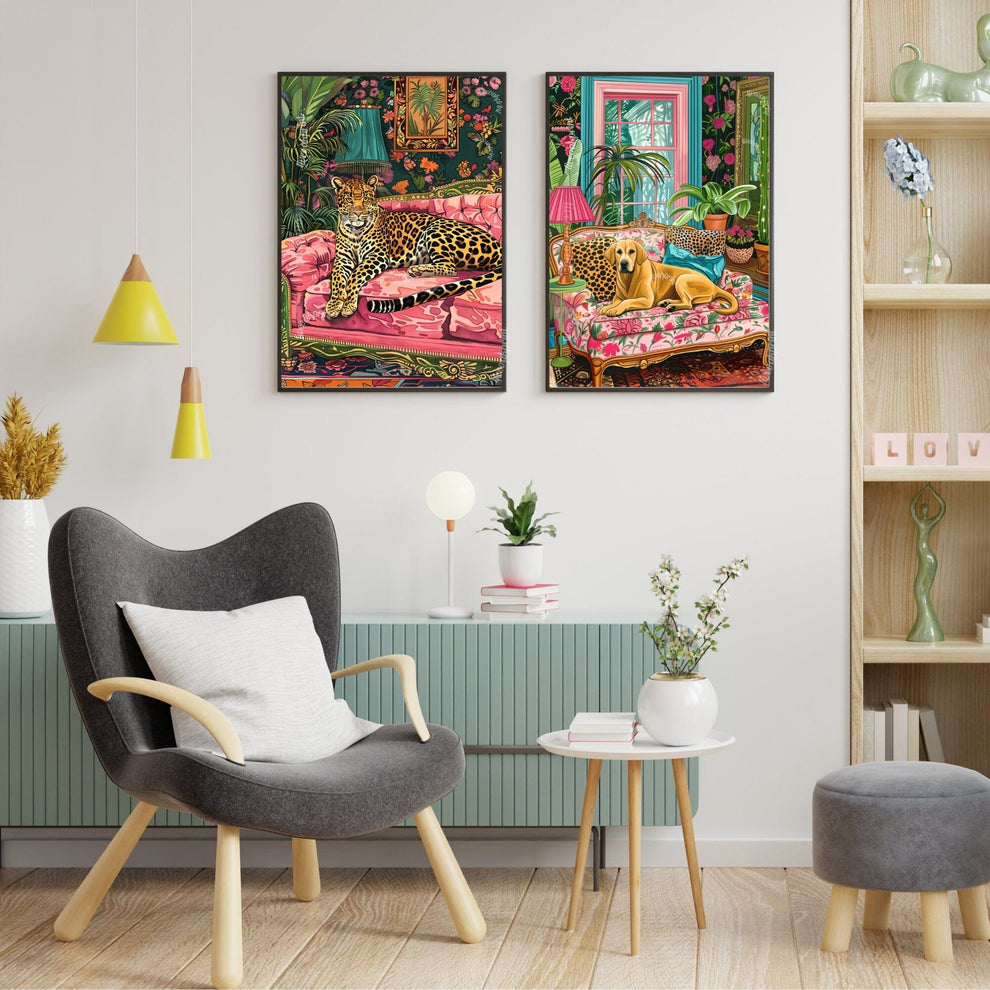 Labrador Lounging on a Luxury Sofa