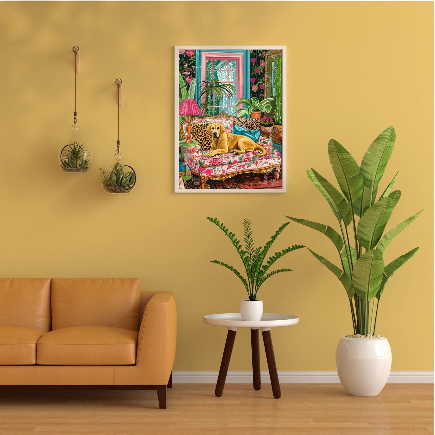 Labrador Lounging on a Luxury Sofa