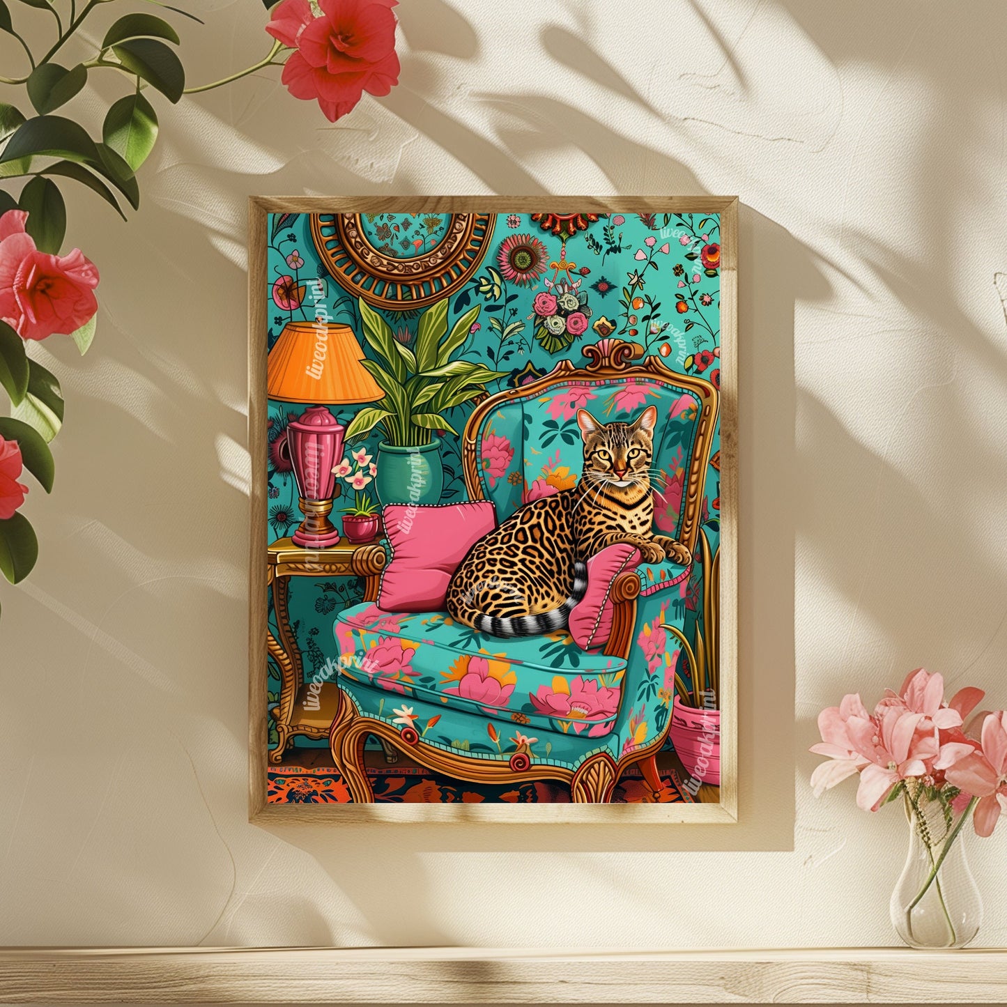 Bengal Cat Lounging in a Luxury Living Room