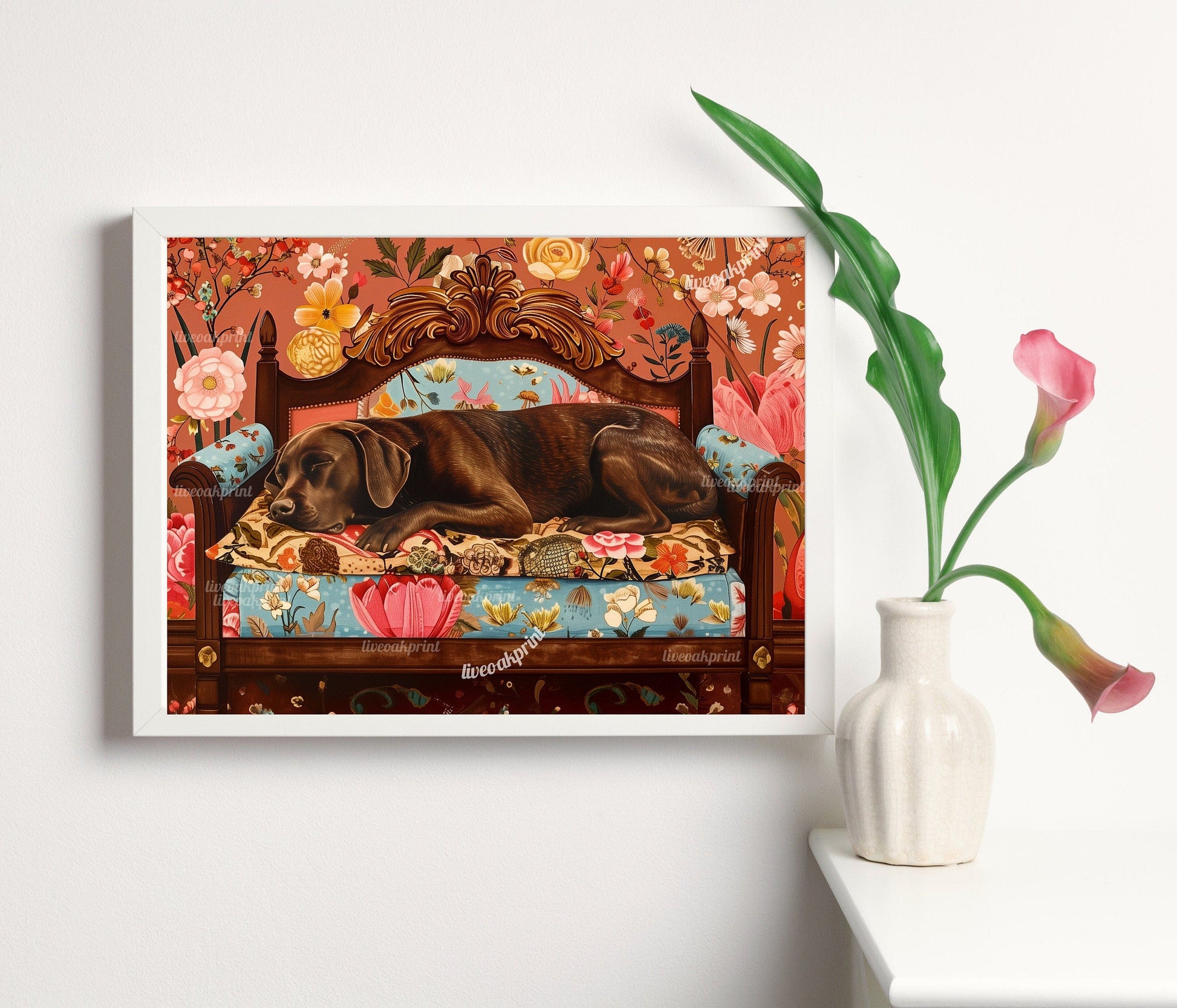 Sleeping Chocolate Lab