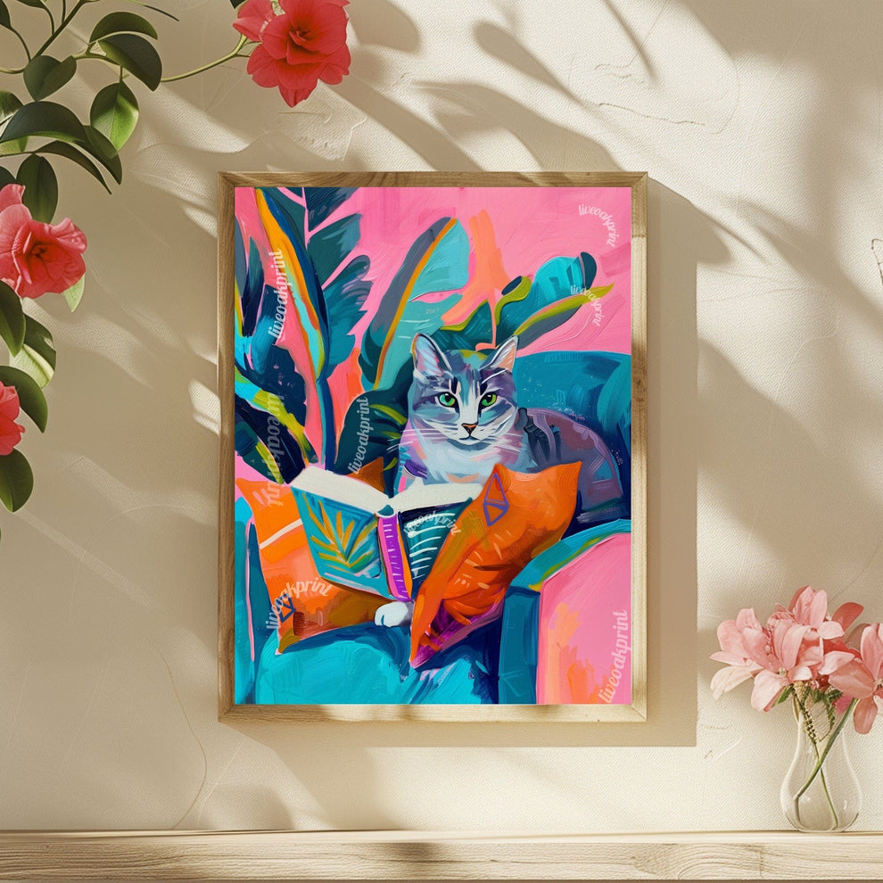 Cat Reading Print