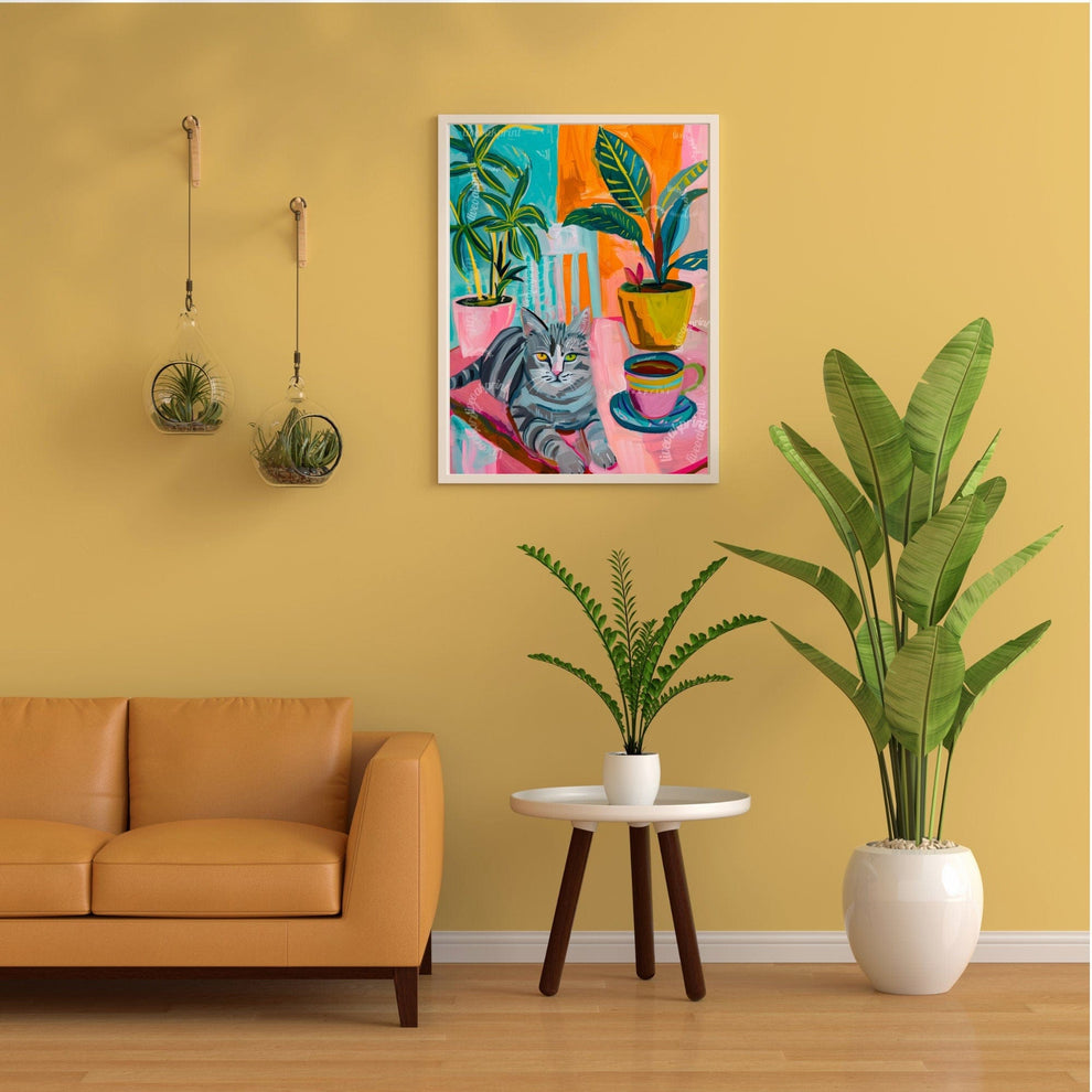 Cat and Coffee Print