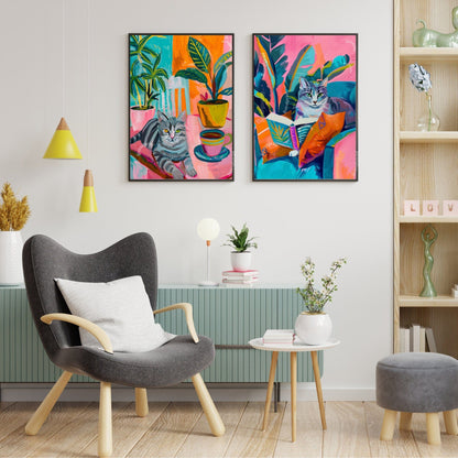 Cat and Coffee Print