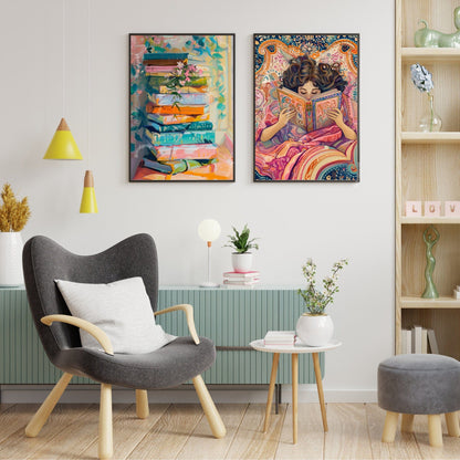 Pastel Stack of Books Print