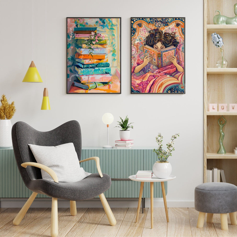 Pastel Stack of Books Print