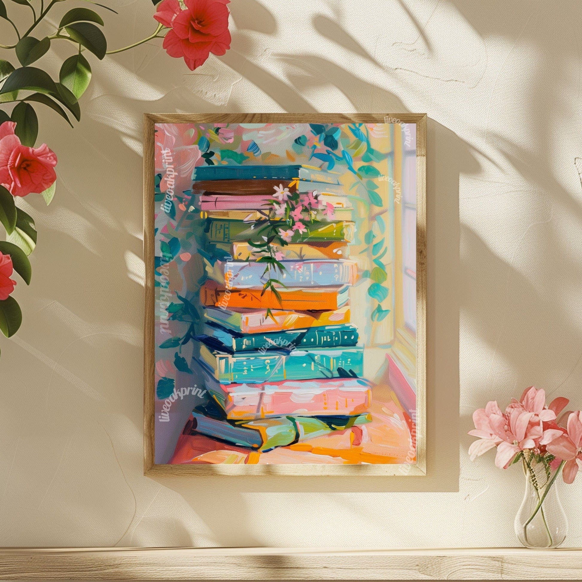 Pastel Stack of Books Print