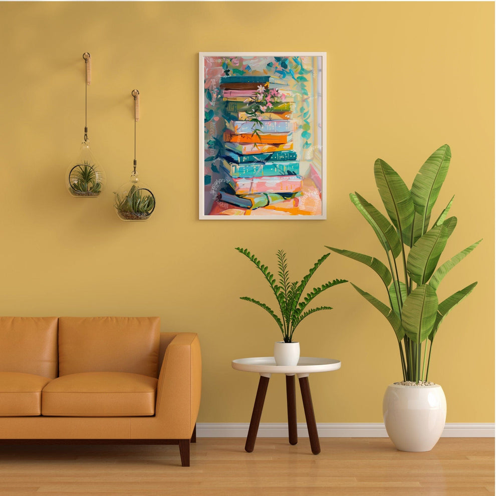 Pastel Stack of Books Print
