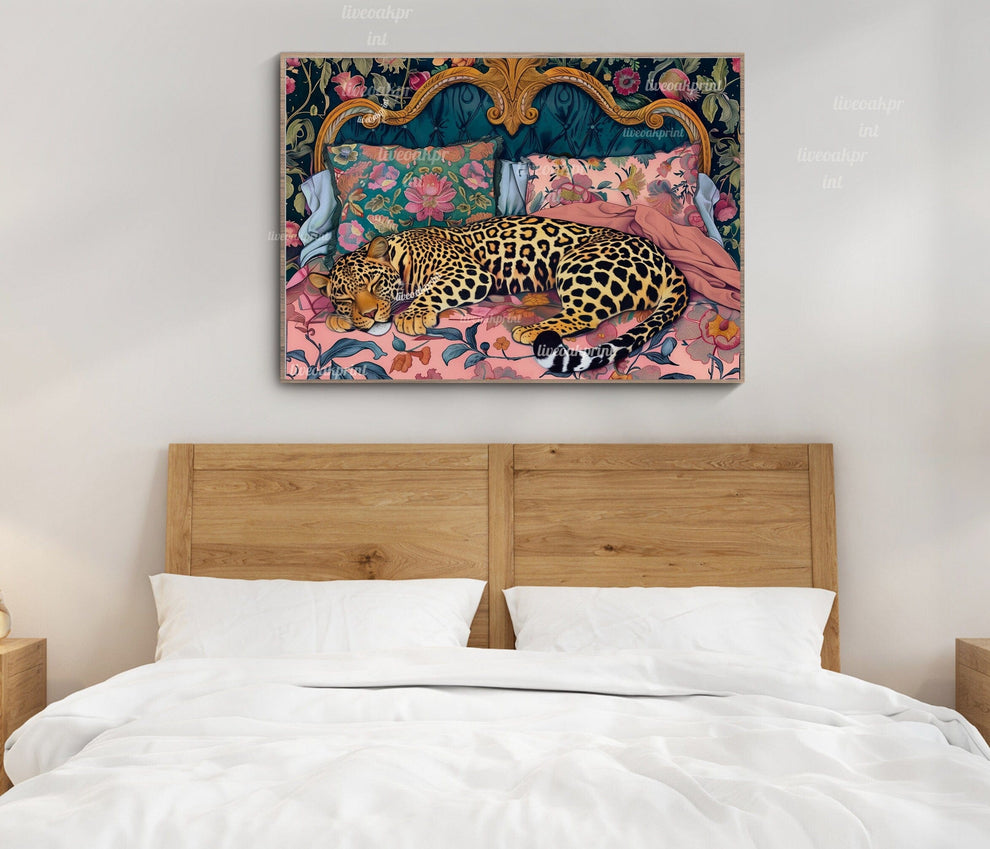 Navy and Pink Sleeping Leopard Print