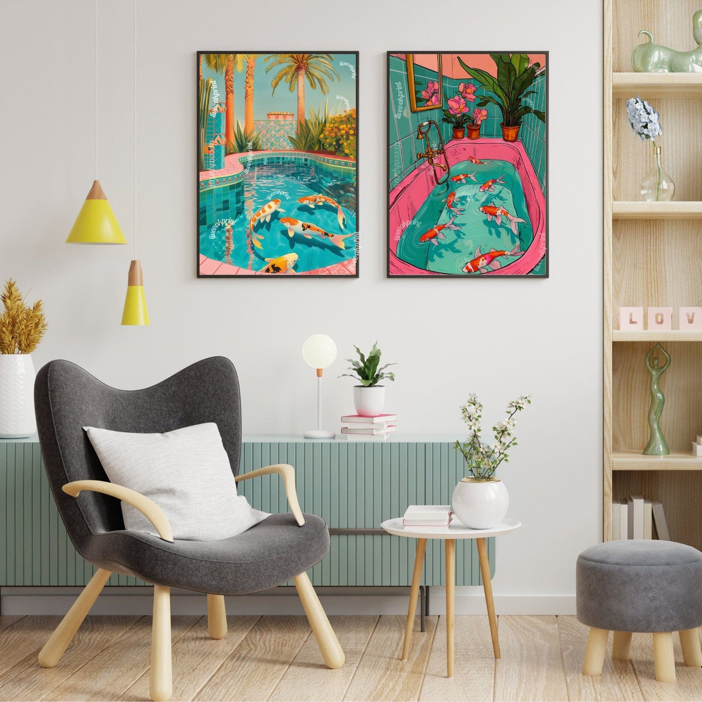 Koi Fish Swimming in a Pool