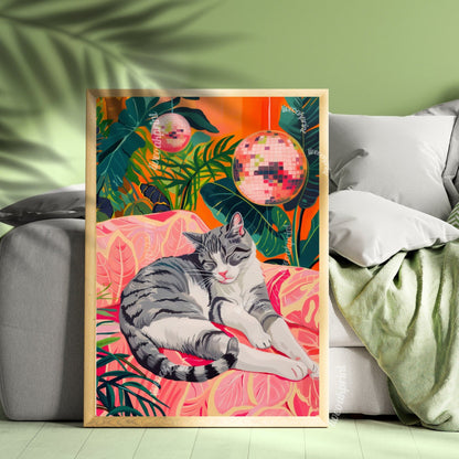 Cozy Disco Gray and White Cat