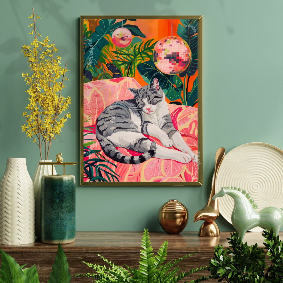 Cozy Disco Gray and White Cat