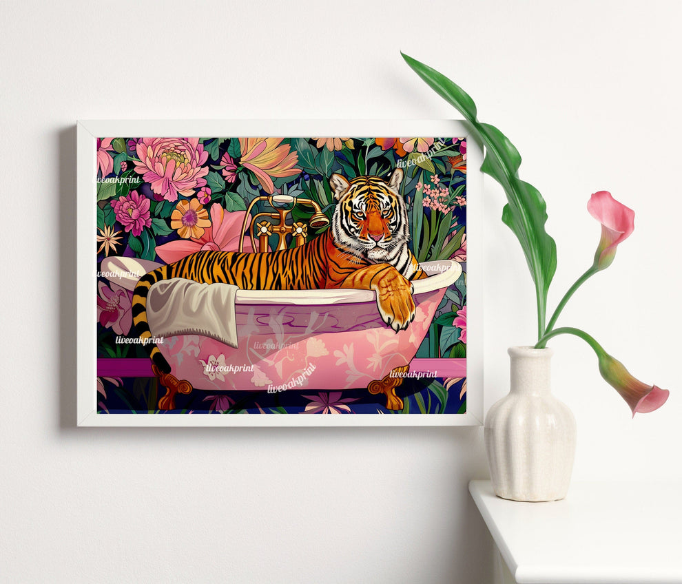 Tiger In A Bathtub In A Luxury Bathroom