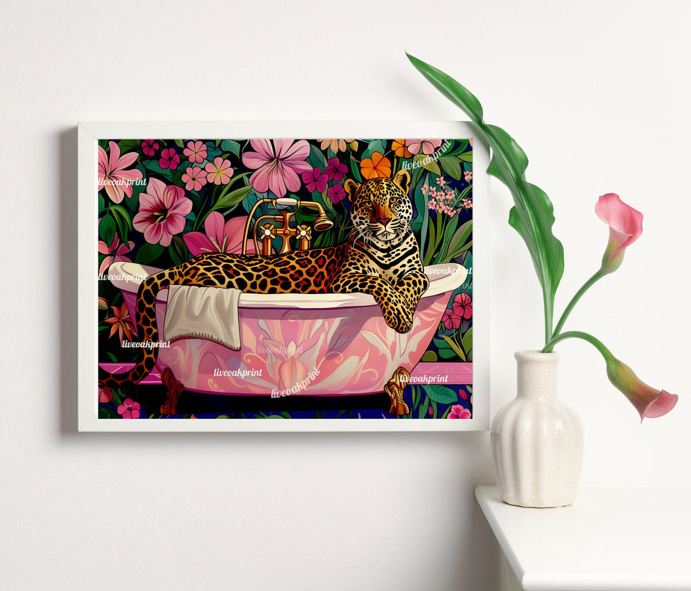 Leopard In A Bathtub In A Luxury Bathroom