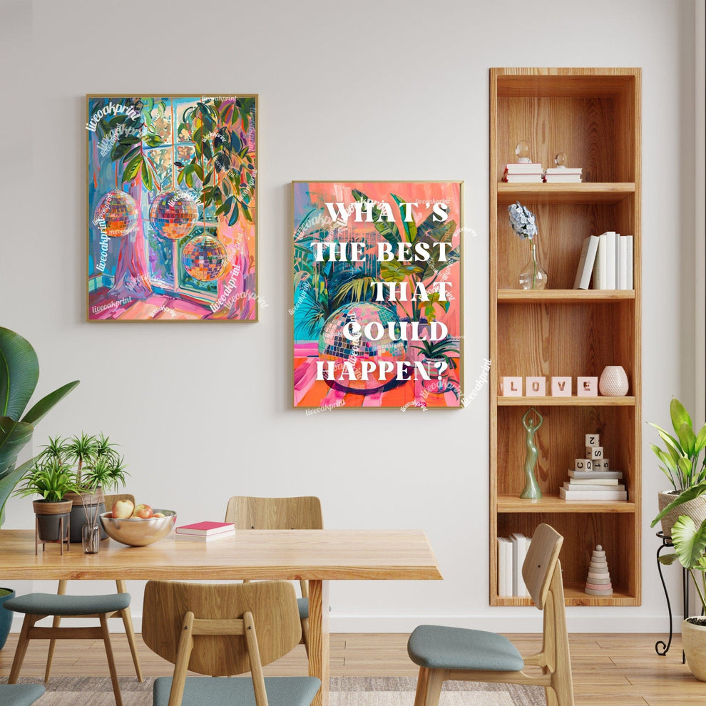 Blue and Pink Disco Balls Print