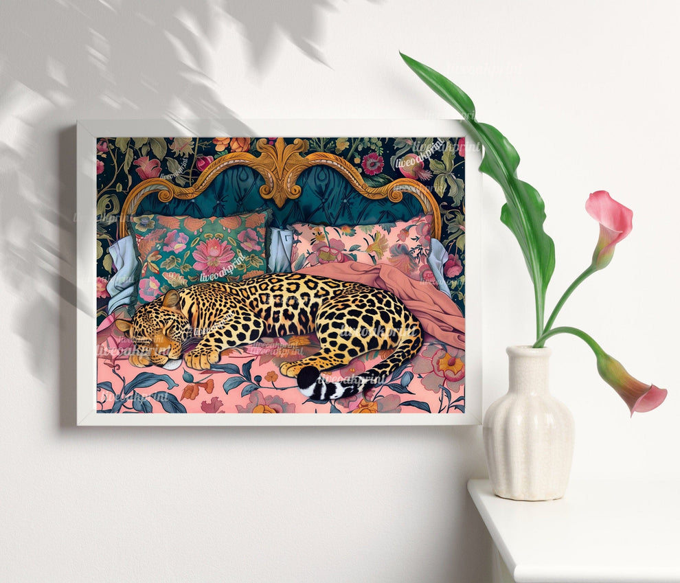 Navy and Pink Sleeping Leopard Print