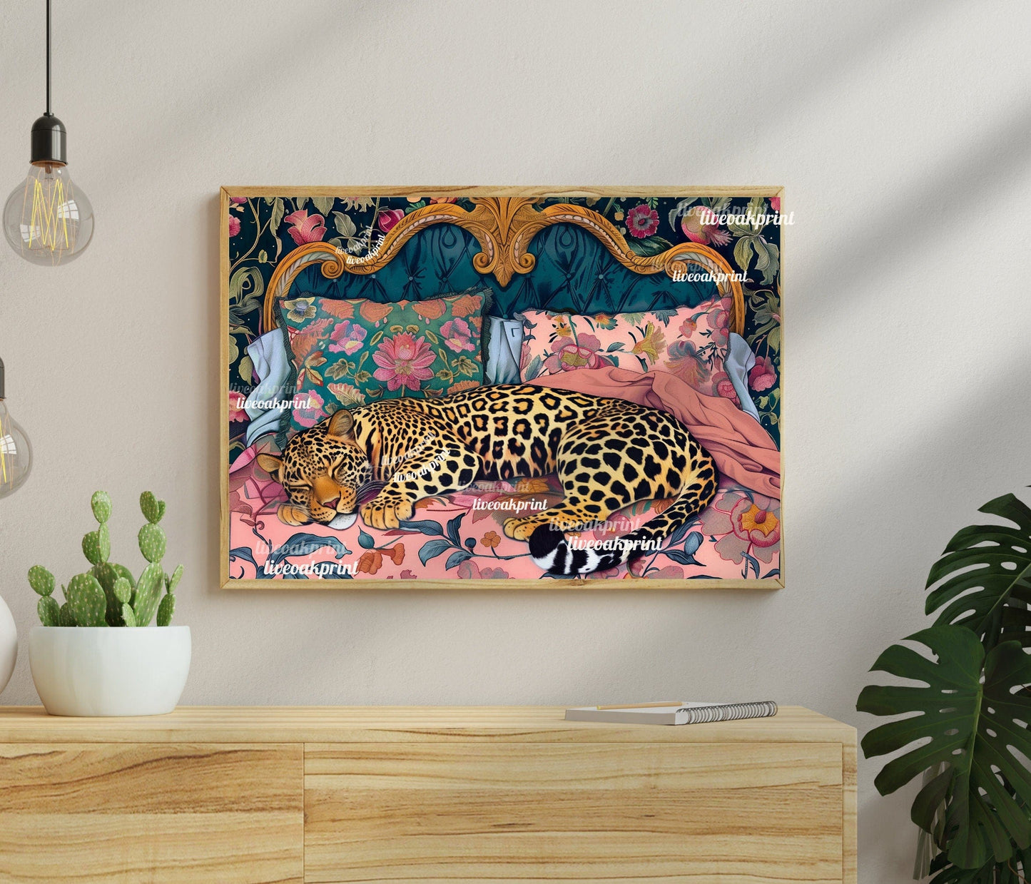 Navy and Pink Sleeping Leopard Print