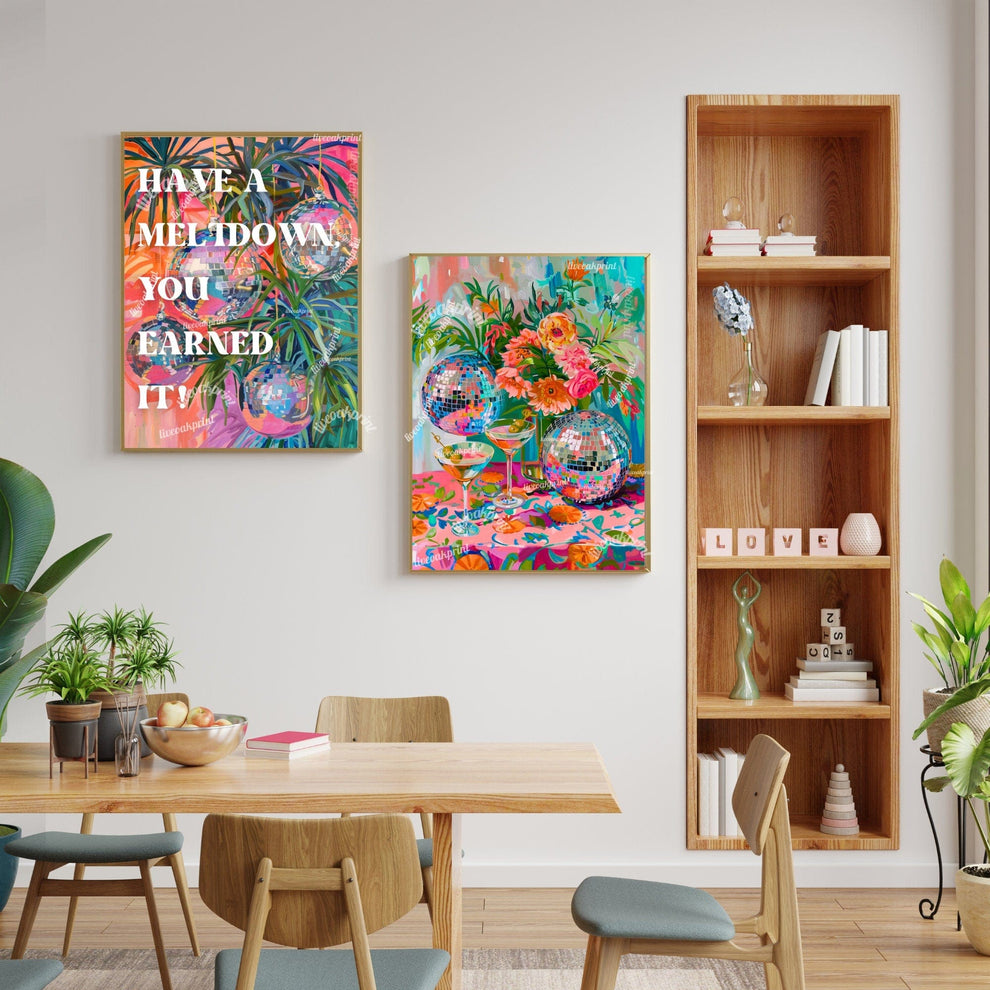 Have a Meltdown, You Earned It ! - Trendy Typography Print - Retro Disco Print - Disco Living Room Print - Groovy Wall Art