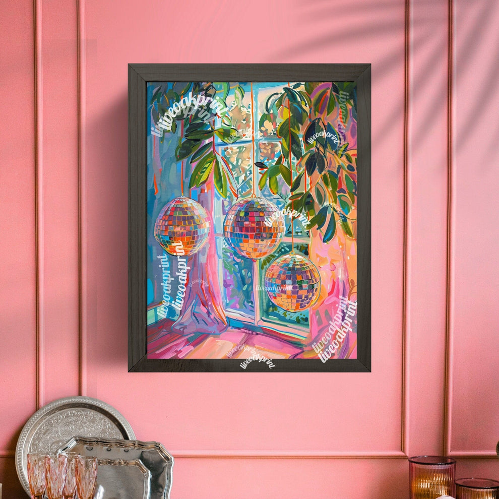 Blue and Pink Disco Balls Print