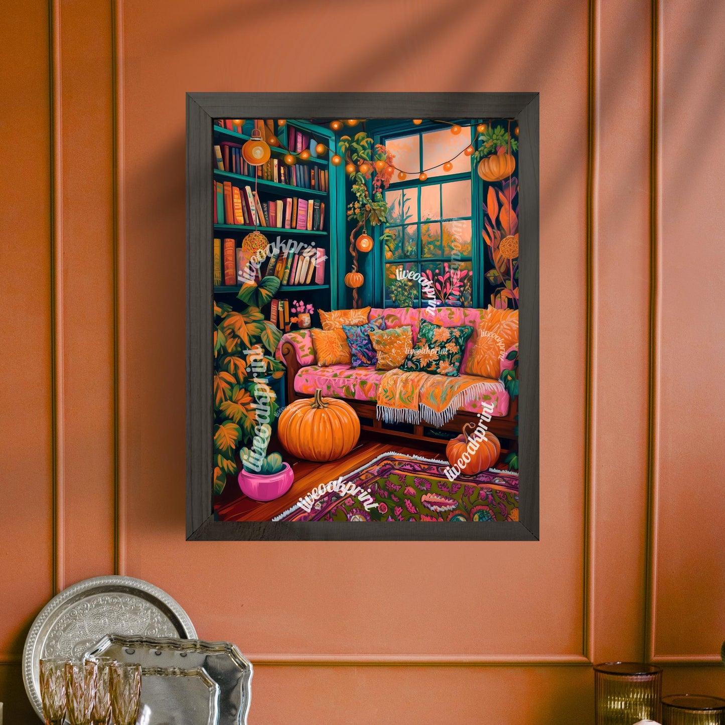 Cozy Halloween Living Room Print