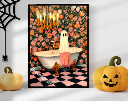 Ghost in Bathtub Print
